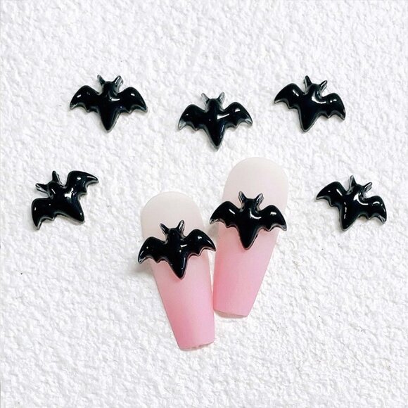 75Pcs Halloween Nail Charms Bat Pumpkin Ghost Nail Charms 3D Resin Black Nail Ch - Picture 5 of 7
